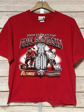 Puma Red 2004 Stanley Cup Final Showdown Flames vs Lightning T-Shirt